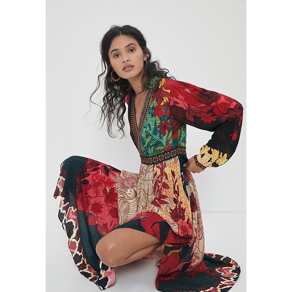 Anthropologie Multicolor Floral Patchwork Maxi Dress - Picture 1 of 5